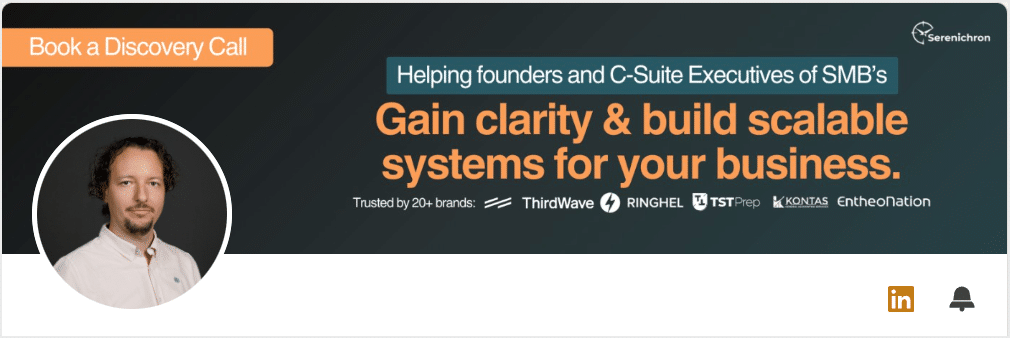 A screenshot with the desktop view of the banner and profile image section on a LinkedIn profile.